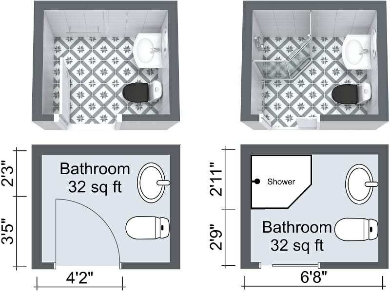 Small Bathroom Floor Plans with Pocket Door