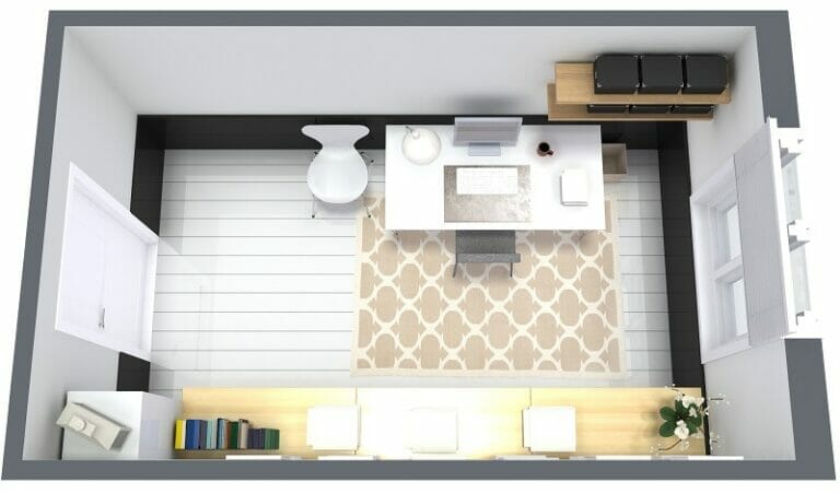Home Office Design 3D Floor Plan and Furniture Layout