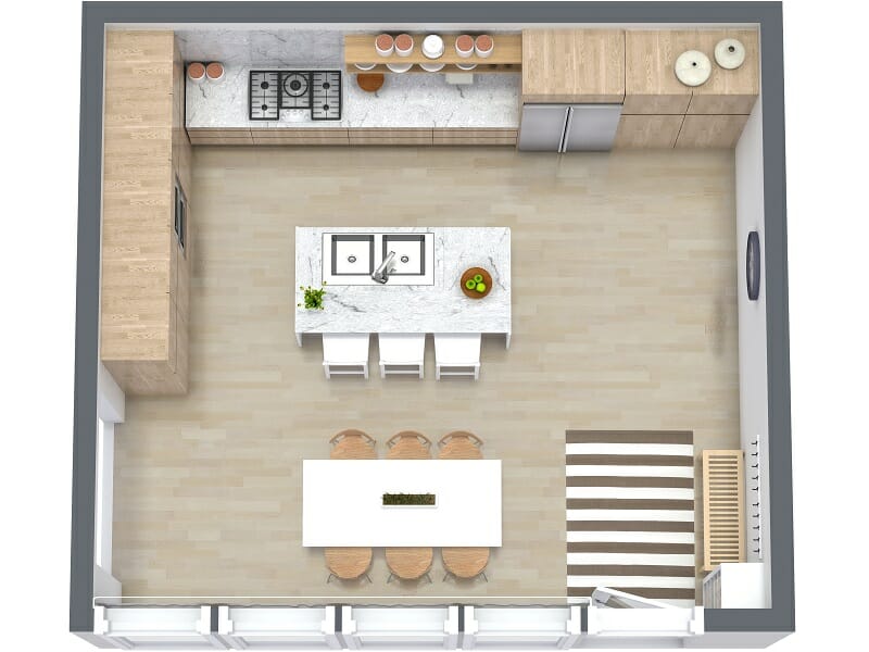Kitchen Layout Ideas - RoomSketcher 3D Floor Plan of Kitchen Layout