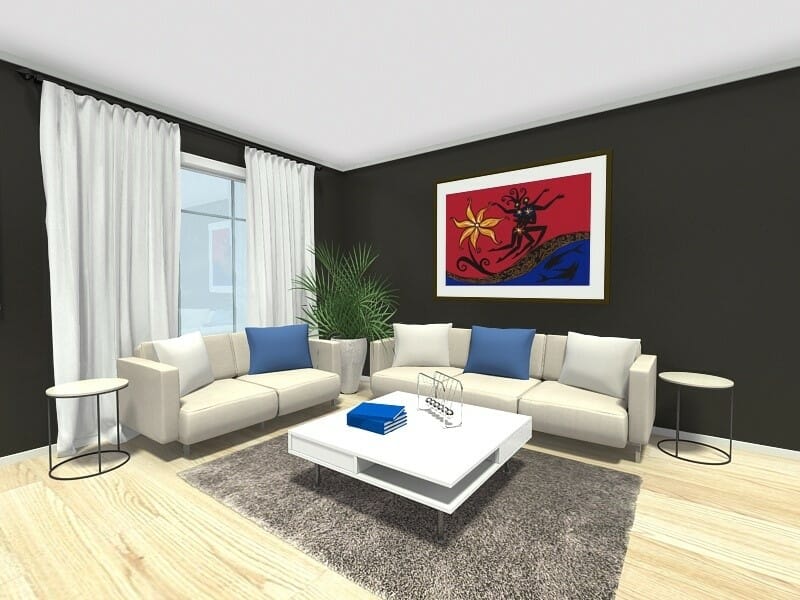 living walls light brown dark furniture floors layout colors roomsketcher dining open define symmetrical balanced