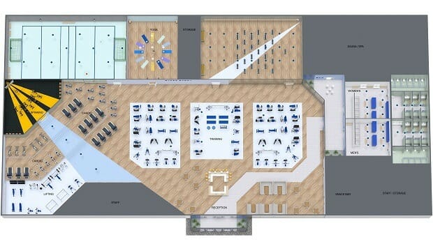 commercial gymnasium floor plan