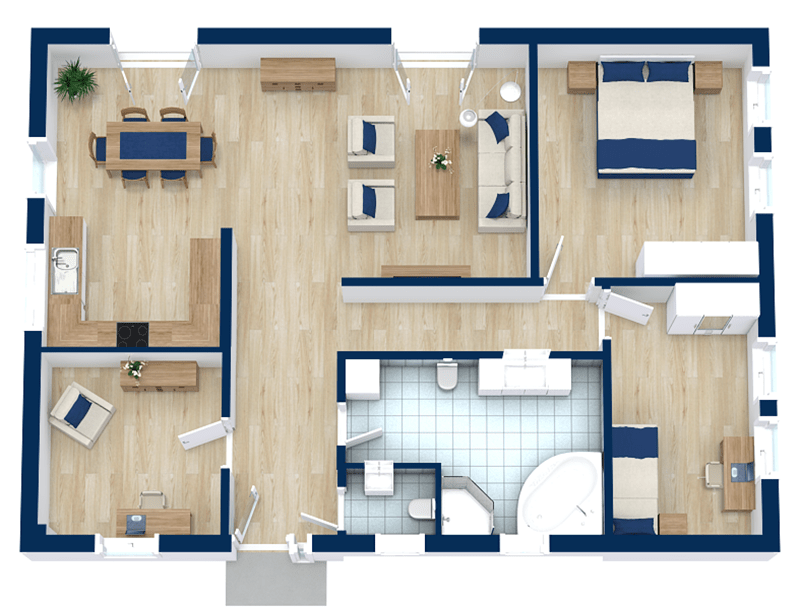 3 Bedroom Floor Plans Roomsketcher,Light Grey Tile Living Room