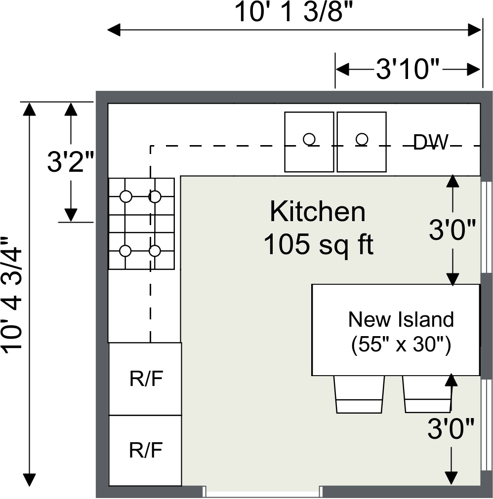 Kitchen design and floor plans created using RoomSketcher Home Designer