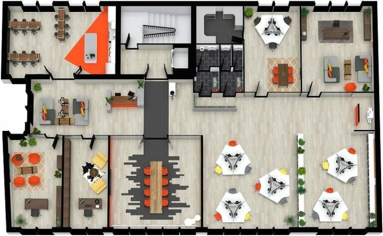 RoomSketcher 상업 부동산 바닥 계획 3D
